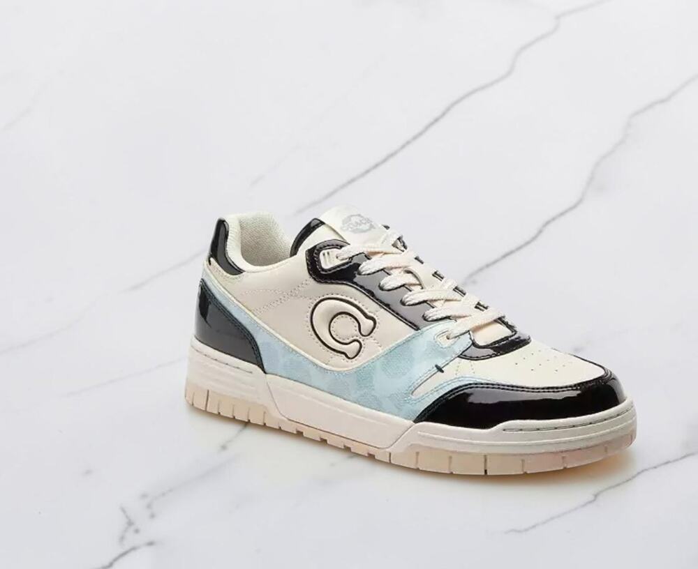 Coach Women’s Soho Low Top Sneakers Blue Black Cream Signature Shoes Size 11